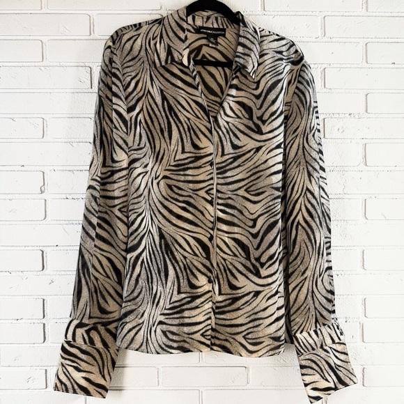 Norton McNaughton Tops - Norton McNaughton Zebra Print Button Front Blouse Animal Print Size 18